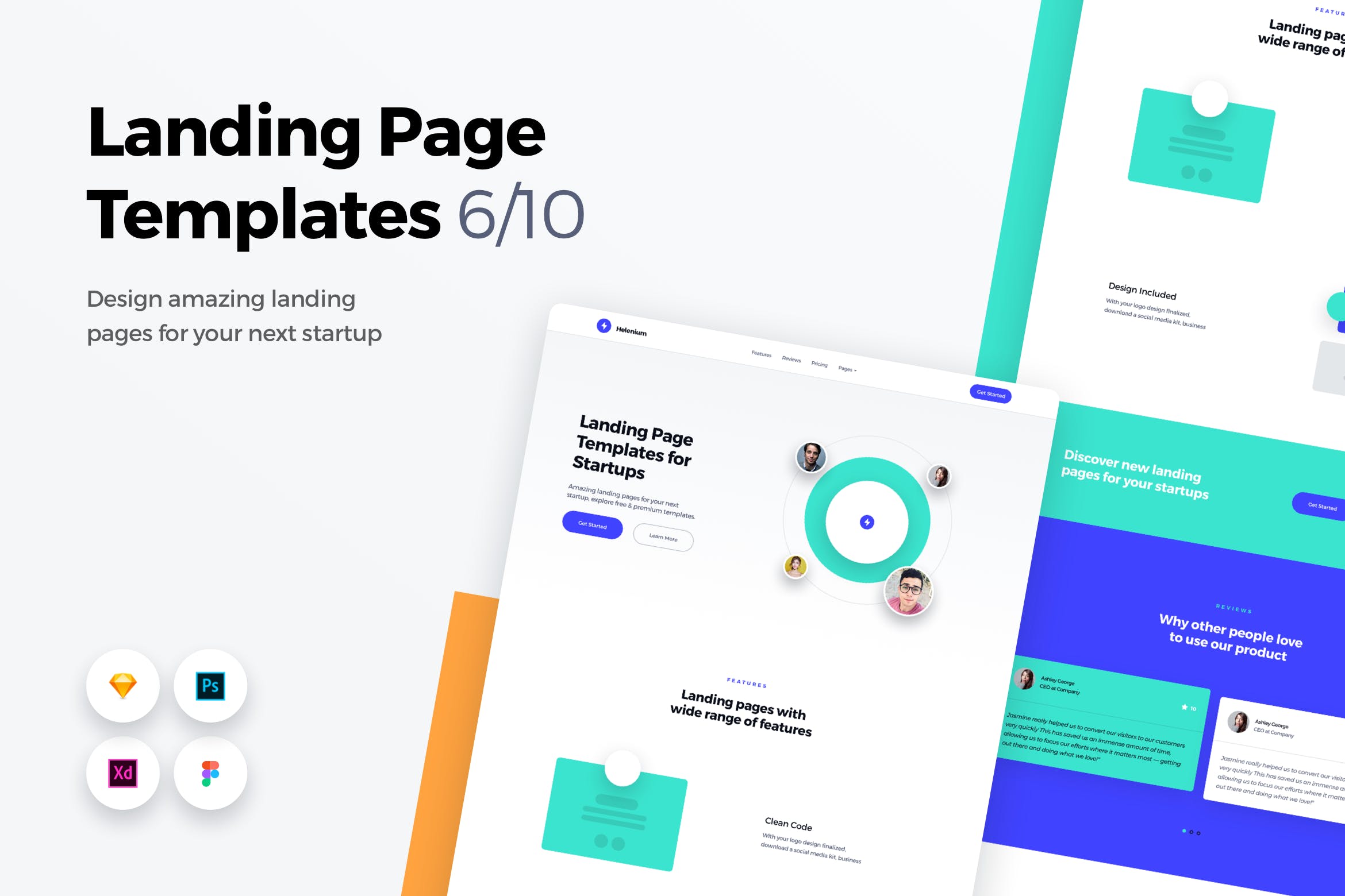 初创公司产品/服务网站着陆页设计UI设计素材库精选套件v6 Landing Page Templates – Web UI Kit – 6插图