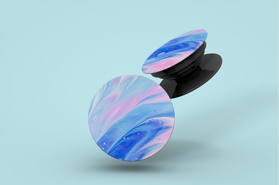 手机便捷支架图案设计素材库精选模板 Phone Grip Popsocket Mockup插图(1)