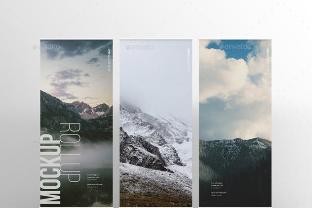 垂直卷帘画海报样机模板 Rollup Mockup插图(1)