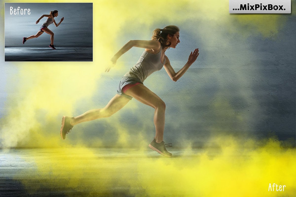 彩色烟雾弹照片叠层背景插图(4)