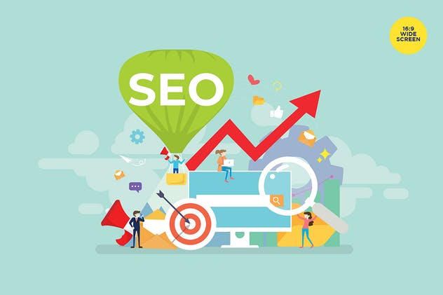 SEO搜索引擎优化主题矢量素材库精选概念插画 Search Engine Optimization Vector Concept插图(1)