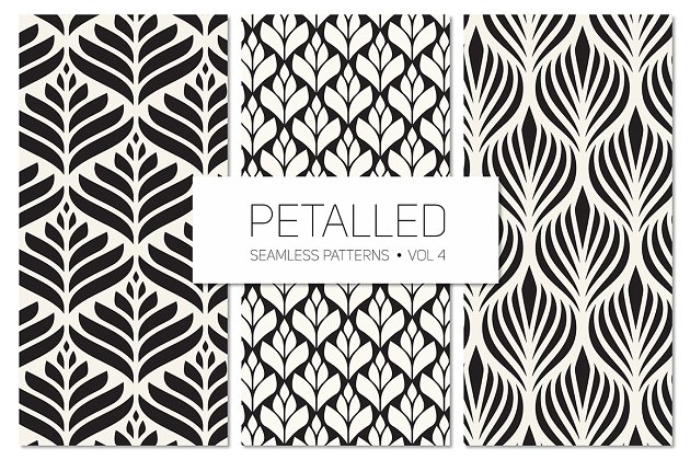 花瓣无缝图案纹理素材包 Petalled Seamless Patterns Set 4插图