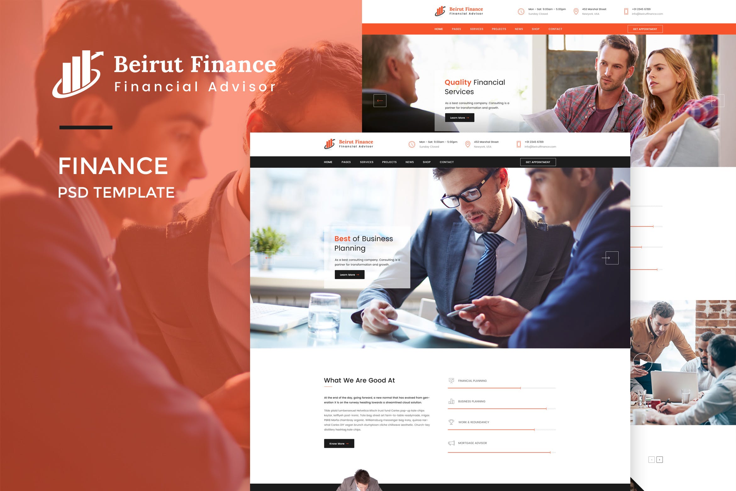 金融业务网站设计PSD模板 Beirut : Finance Web Template插图