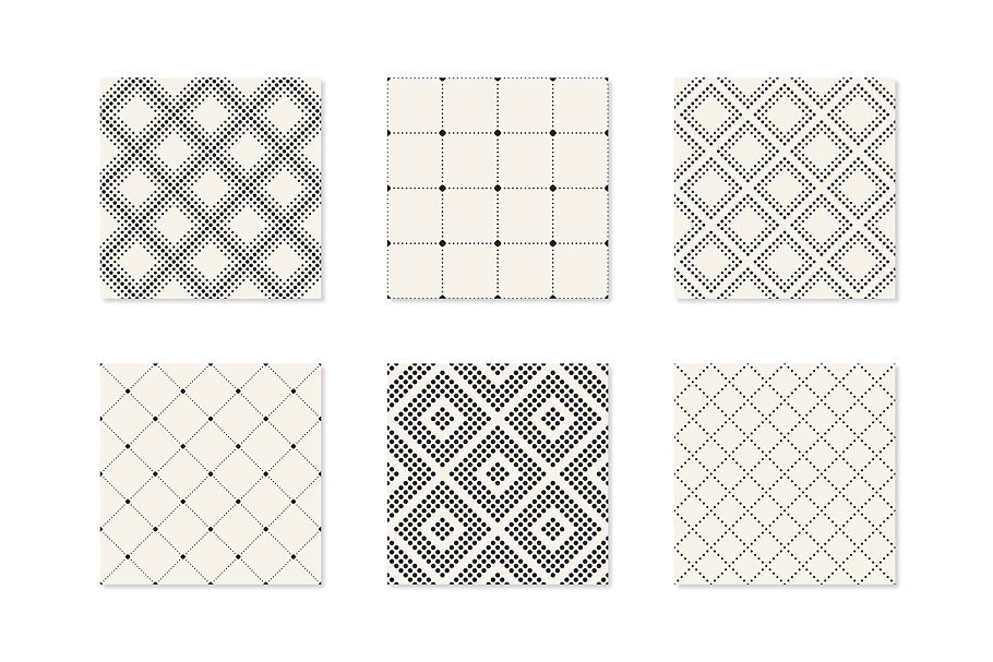 简约无缝几何图案纹理 Minimalist Seamless Patterns Set插图(4)