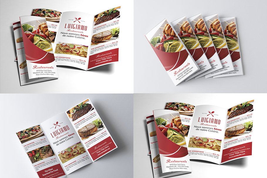 餐馆菜单折页传单模板 Restaurant Menu Trifold Bundle插图(1)