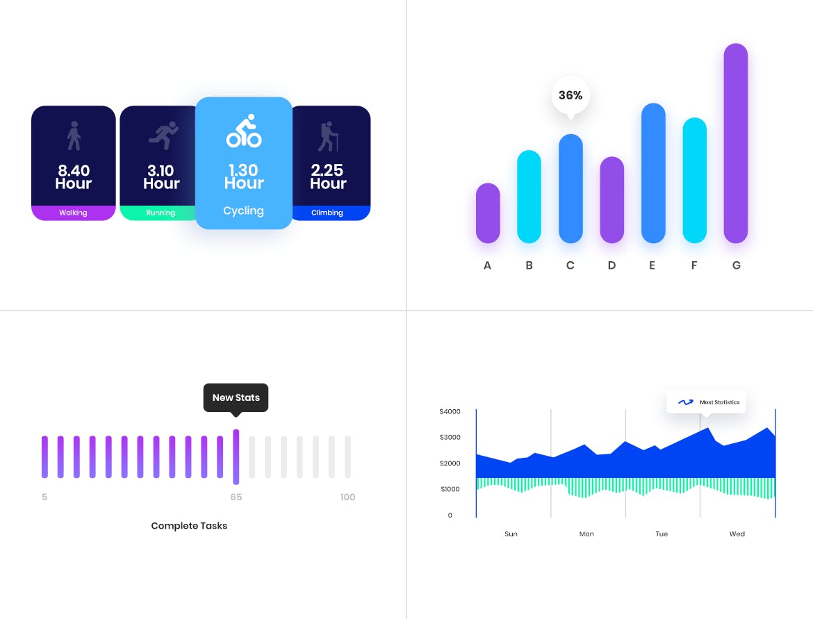 50个网站可视化数据图表报表设计素材 Diagrams & Infographics插图(2)