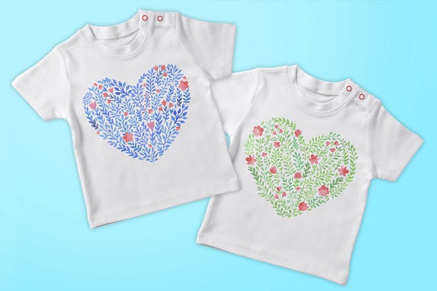 水彩花卉元素无缝插画套装 Watercolor Floral Kit插图(4)