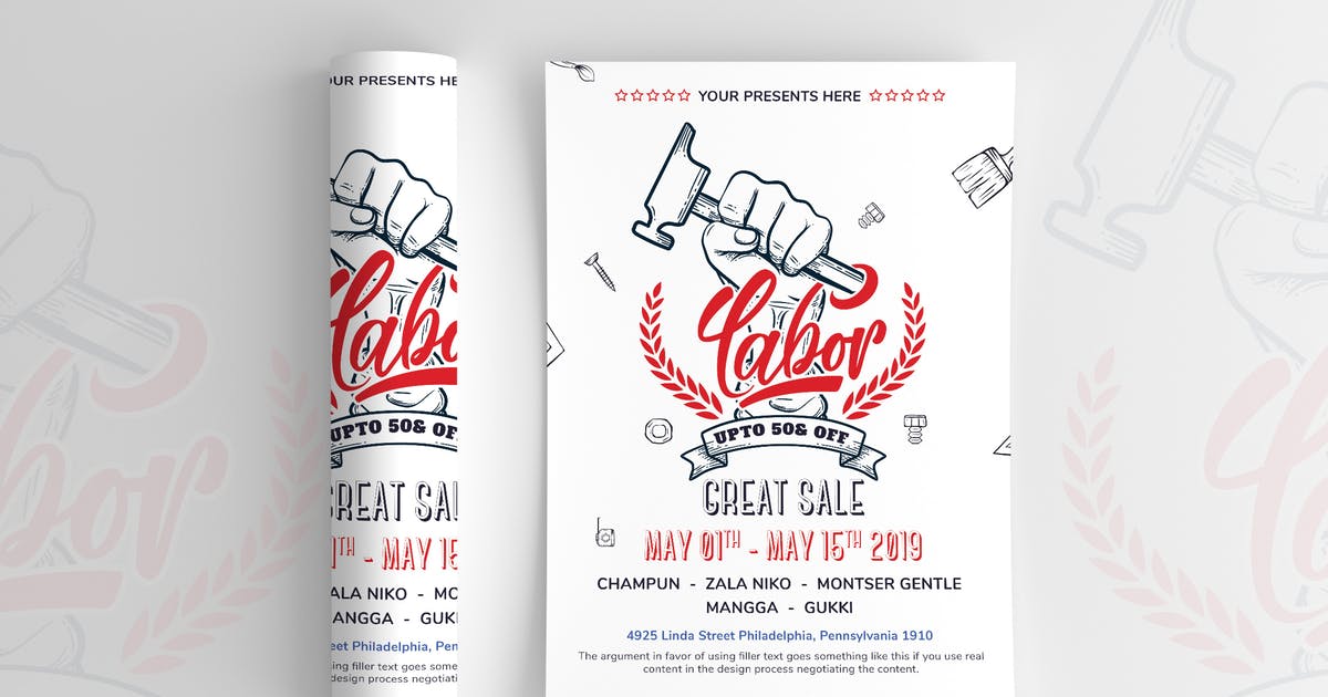 劳动节假日折扣销售海报传单模板04插图