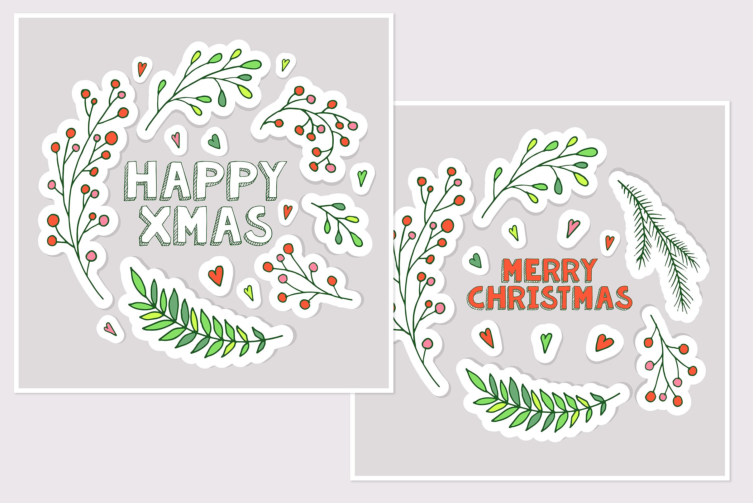 手绘清新矢量圣诞新年元素插图(2)