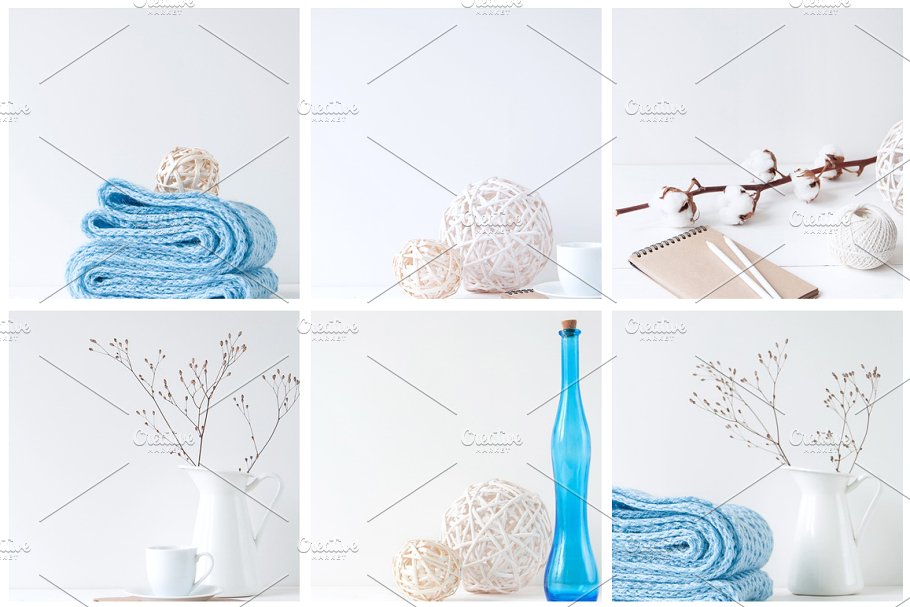 蓝色主点缀办公场景样机模板 Blue stock photo bundle插图(2)