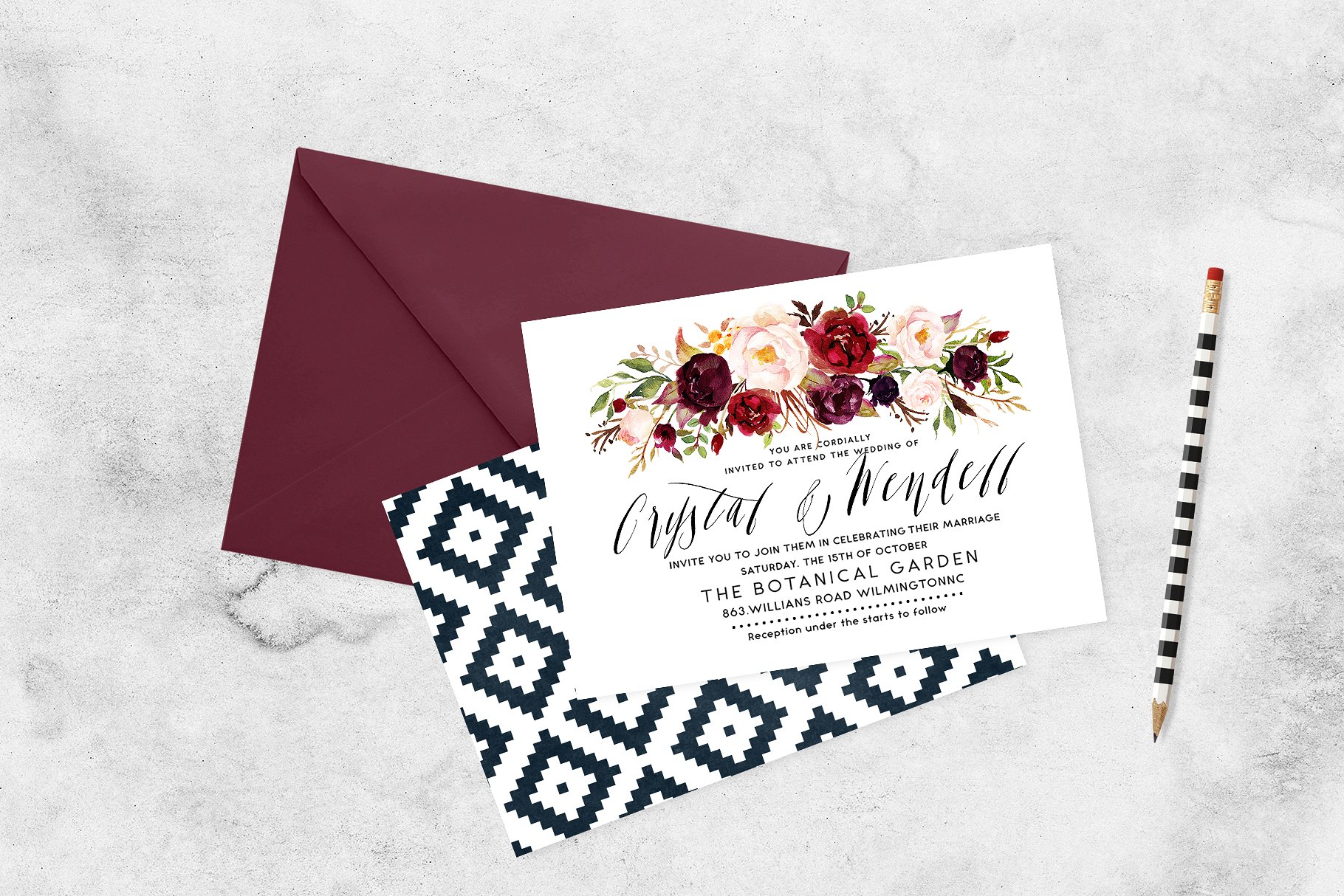 勃艮第水彩花卉艺术剪贴画 Watercolor flower Clip Art-Marsala插图(2)