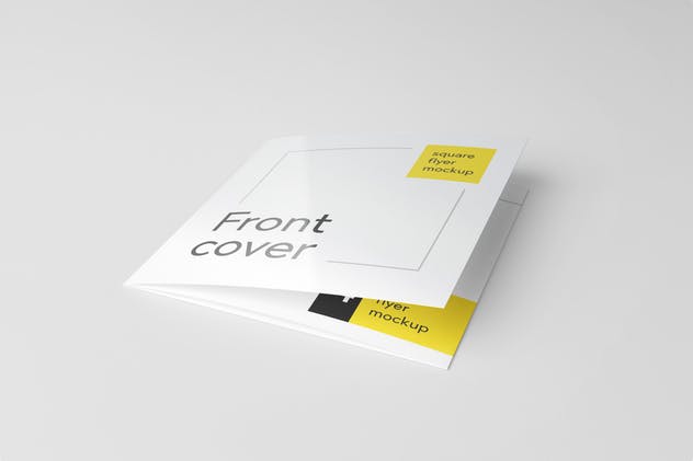 简约三折页方形传单样机 Tri-Fold Square Flyer Mockup插图(6)