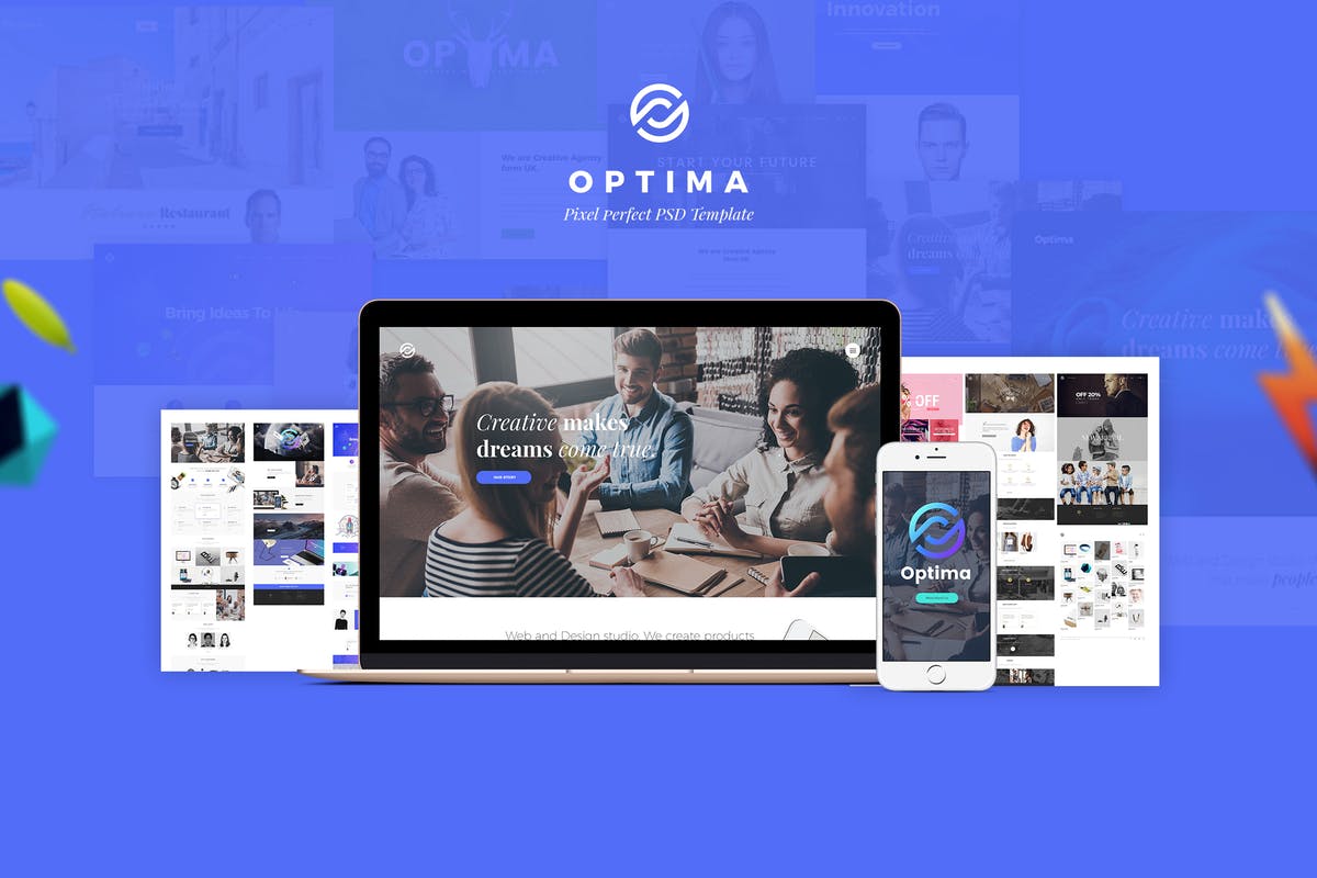 创意多用途网站PSD模板 Optima – Creative Multipurpose PSD Template插图