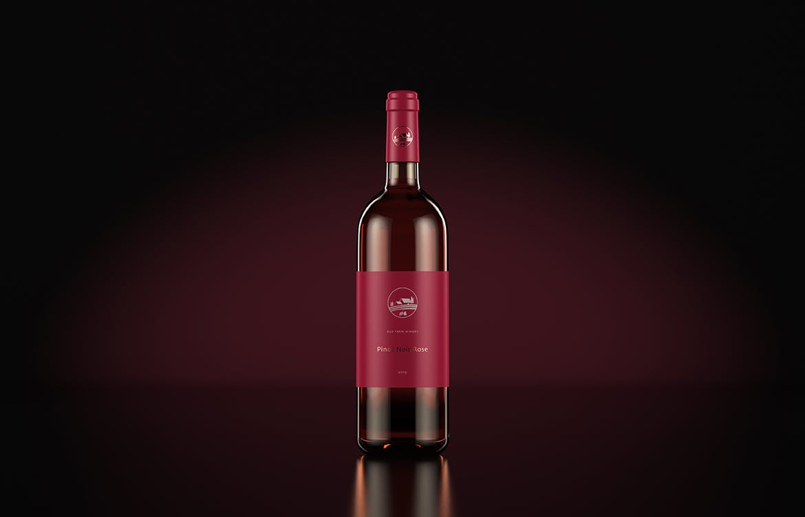 葡萄酒酒瓶外观设计样机PSD模板 Wine Bottle Mockup — Dark Studio插图(5)