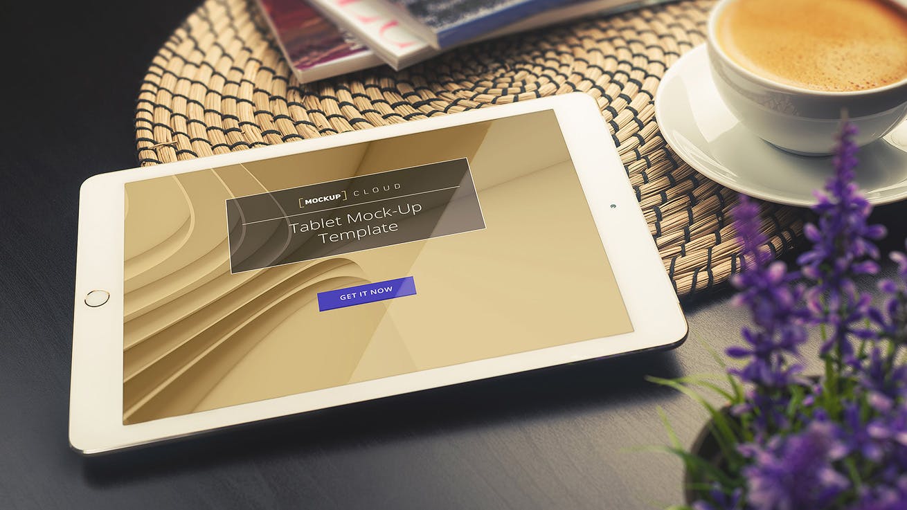 实景桌面上的平板电脑屏幕演示素材库精选样机 Tablet Mockup / Real Environment插图(6)