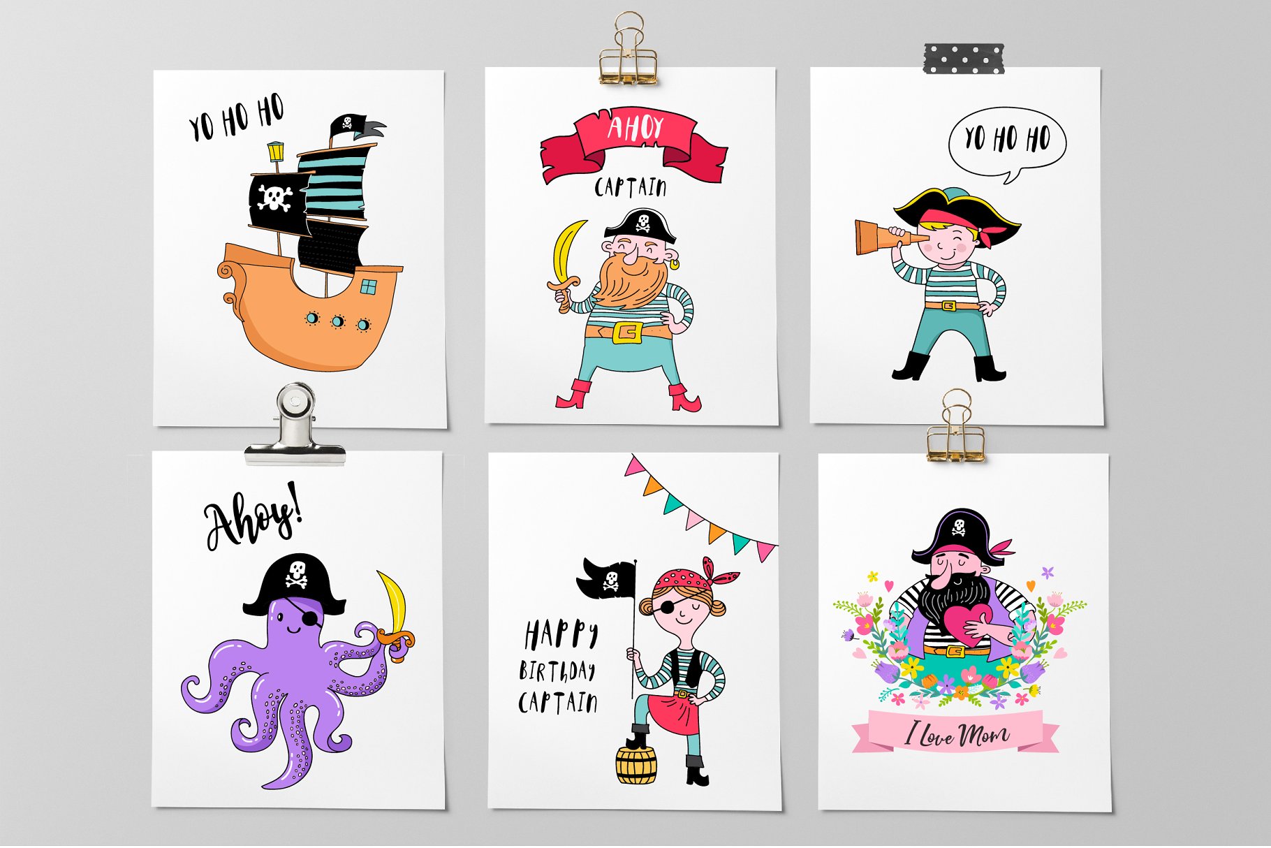 海盗船系列马克笔手绘卡通插画 Ahoy! Pirate collection插图(2)