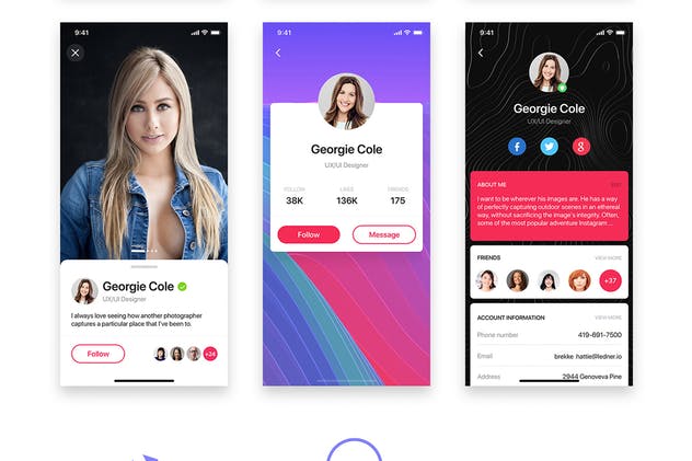 社交媒体/个人博客APP UI套件 Profile Mobile UI Collection插图(7)
