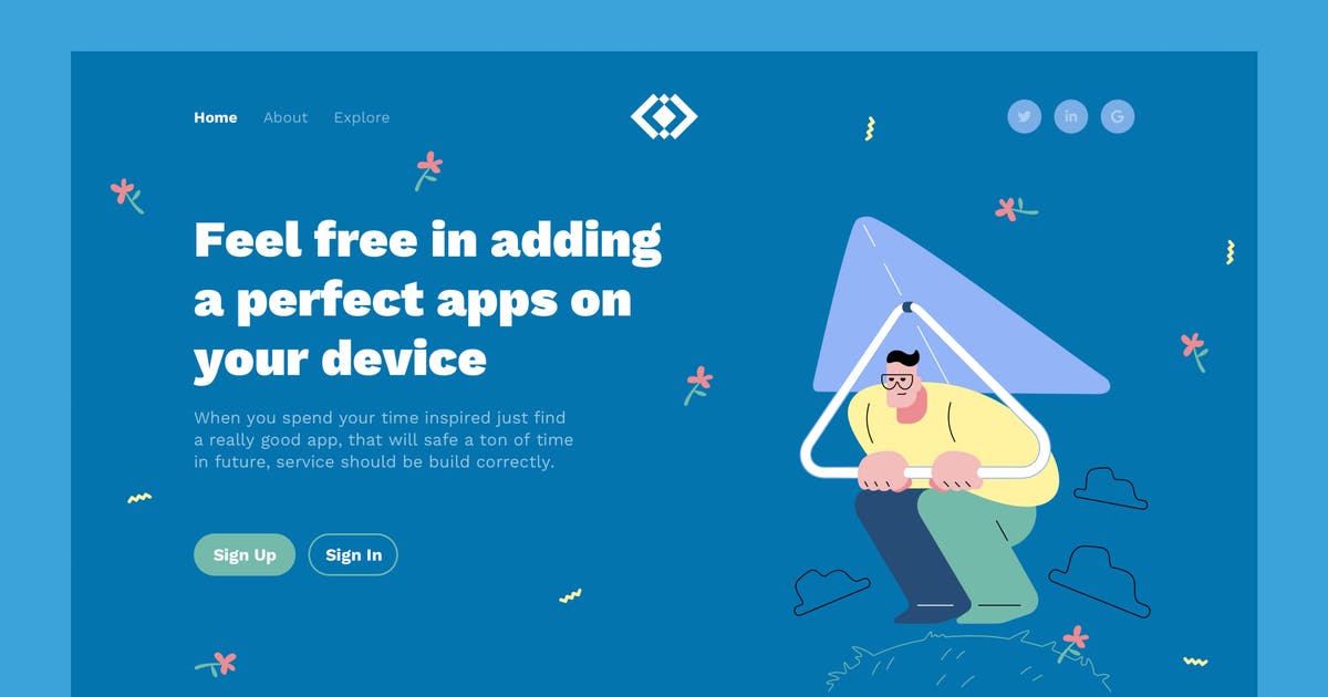 网站着陆页设计滑翔飞行者插画素材 Flying Landing Page Illustrations插图