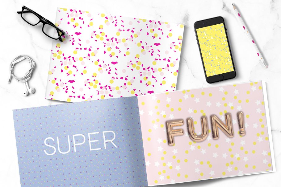 派对主题无缝图案纹理 Party Seamless Vector Patterns插图(2)