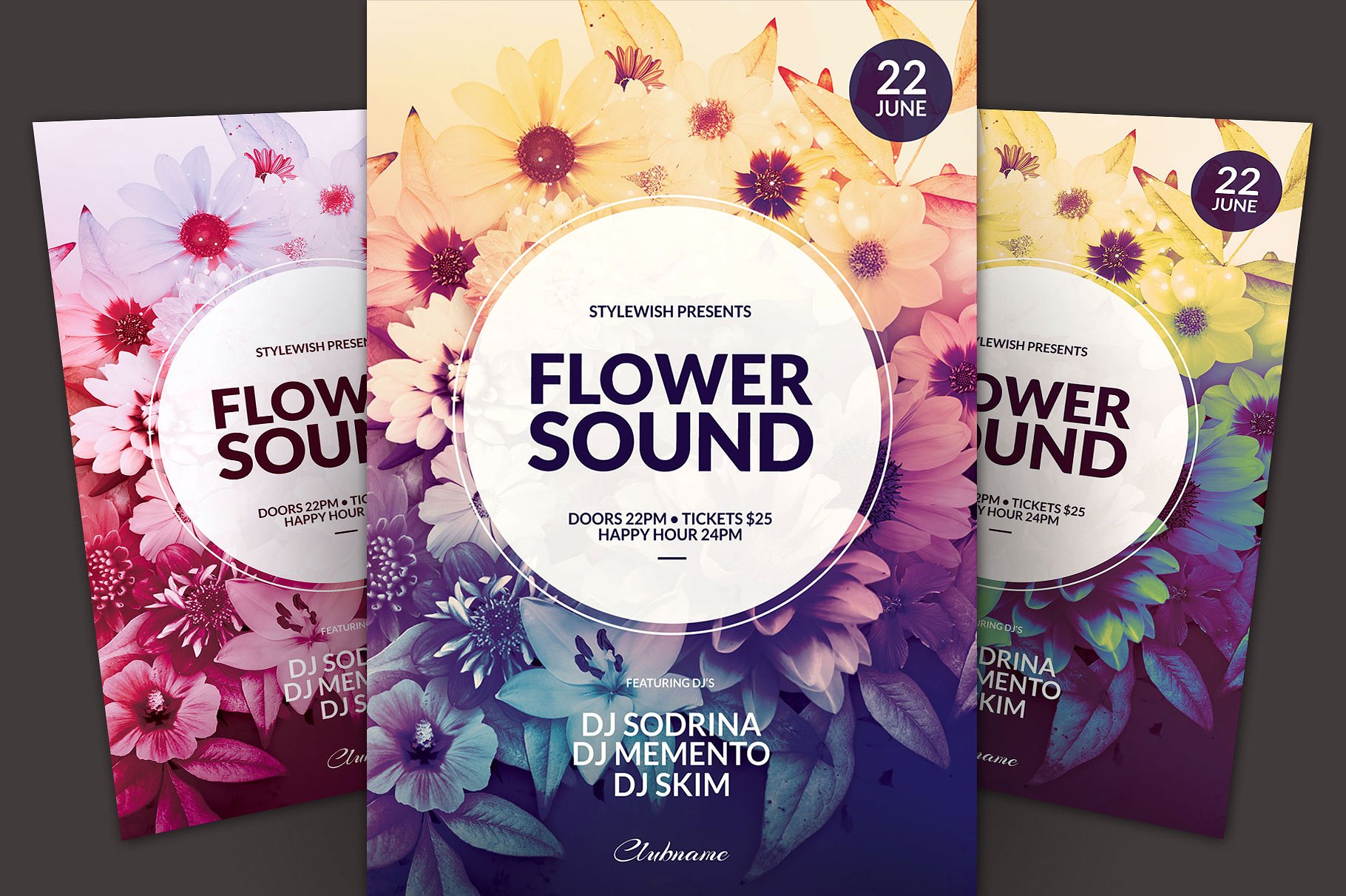 繁花似锦音乐派对传单海报模板 Flower Sound Flyer Template插图