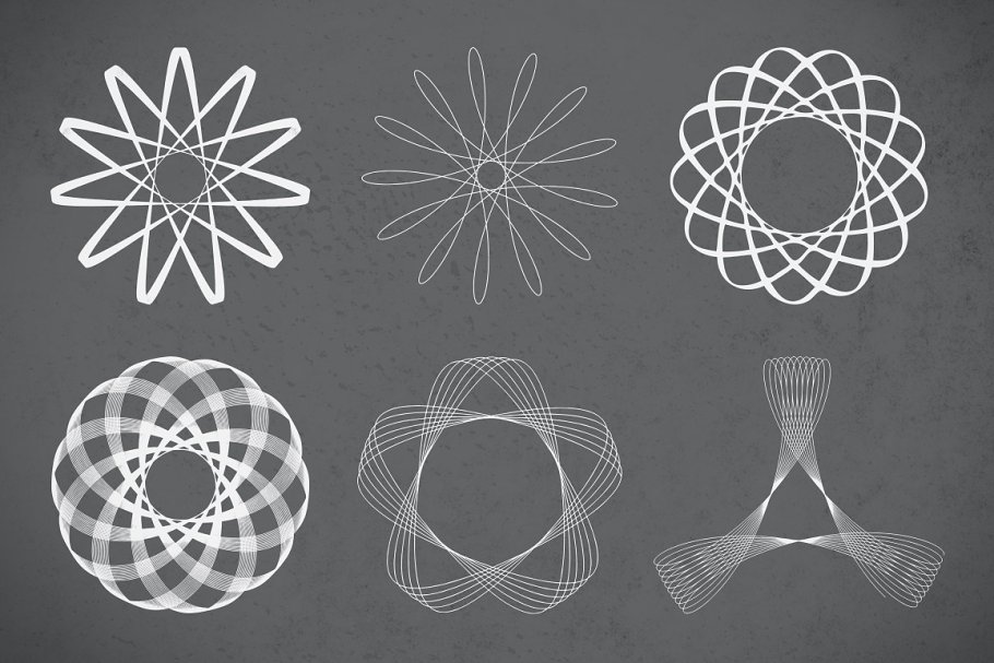 环绕旋转绘图矢量图形 Circular & Spirograph Vector Pack 1插图(2)