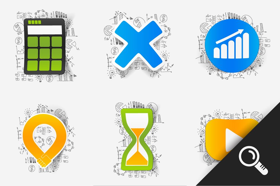 71款商务公式贴纸图案插画 71 PAPER STICKERS-business formulas插图(1)