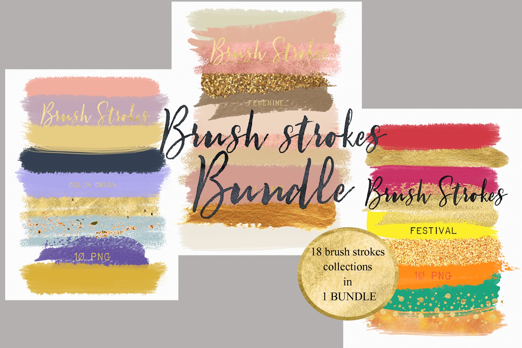 181个水彩手绘笔画透明背景素材 Brush strokes BUNDLE插图(5)