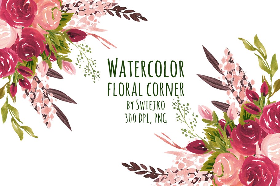 复古水彩玫瑰花卉剪贴画 Vintage Roses插图(1)