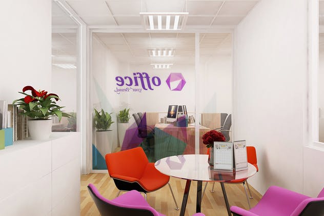 小型办公会议室会客室场景品牌Logo样机 Mockup Branding For Small Offices插图(1)