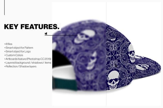 休闲棒球帽样机展示模板 Snapback FullCap Mockup插图(5)