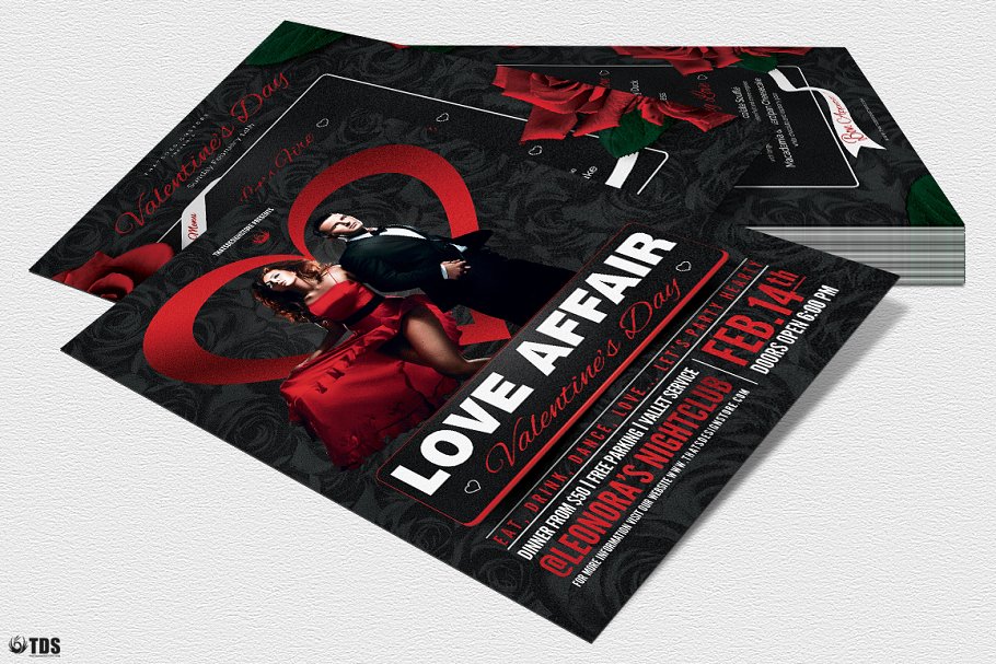 情人节主题传单模板v3 Valentines Day Flyer+Menu PSD V3插图(3)