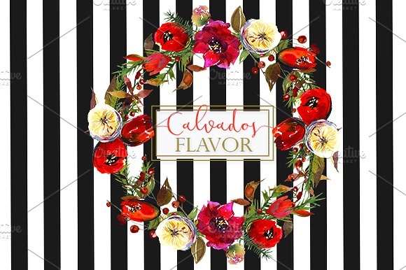 冬季红色水彩花卉剪贴画合集 Red Winter Flowers Clipart Set插图(13)