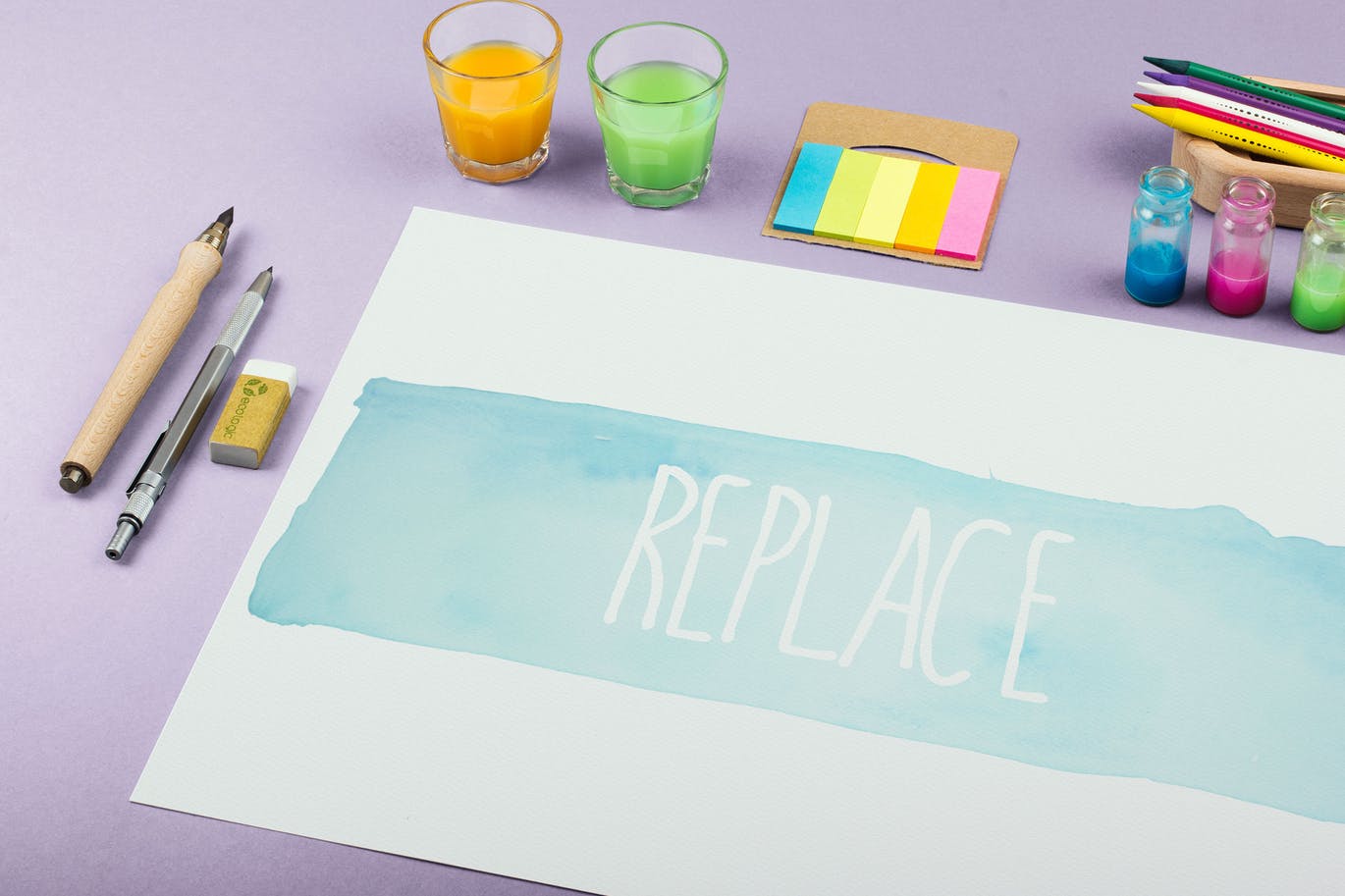 水彩手绘作品欣赏展示样机模板#8 Watercolor Paint Mockup Template #8插图