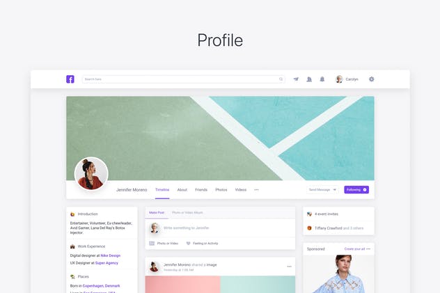 仿Facebook社交网站用户界面UI模板 Clone UI Kit – Social network like Facebook插图(2)