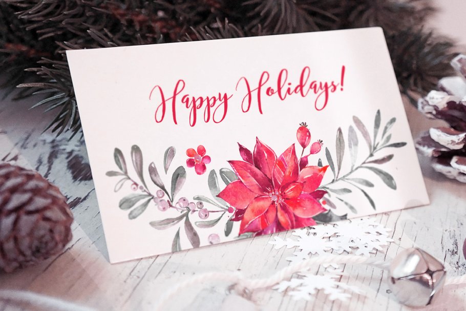 优雅水彩花卉插画 Very Merry Silky. Holiday Collection插图(5)