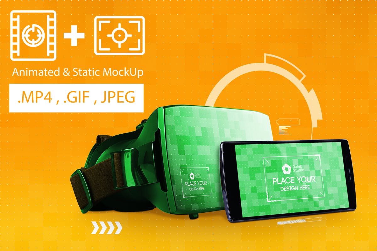 虚拟现实VR眼镜智能设备动画样机 Animated VR MockUp插图