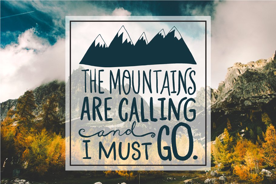 山脉元素手绘字母插画素材 Mountain Hand-Drawn Lettering插图(3)