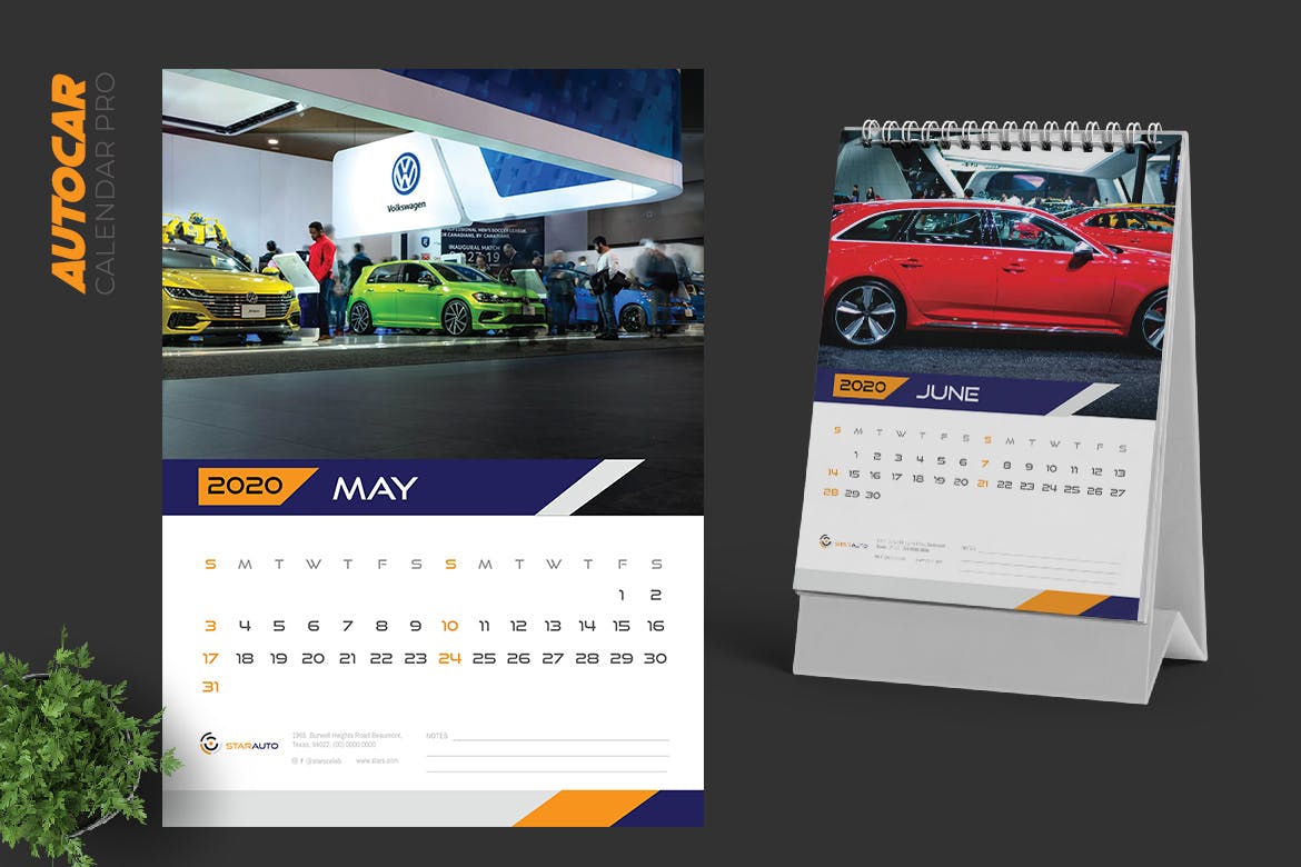 汽车经销商日历定制设计2020年活页台历设计模板 2020 Auto Car Calendar Pro插图(3)