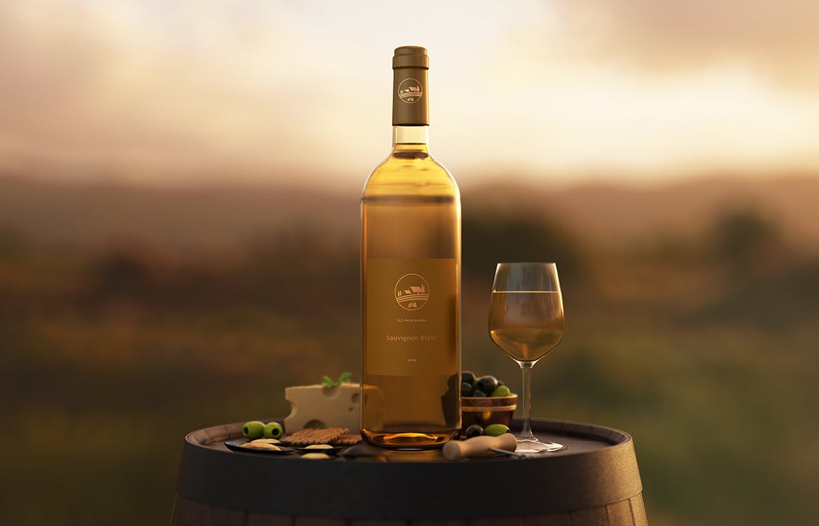 波尔多葡萄酒瓶设计样机模板 Bordeaux Wine Bottle Mockup插图(1)