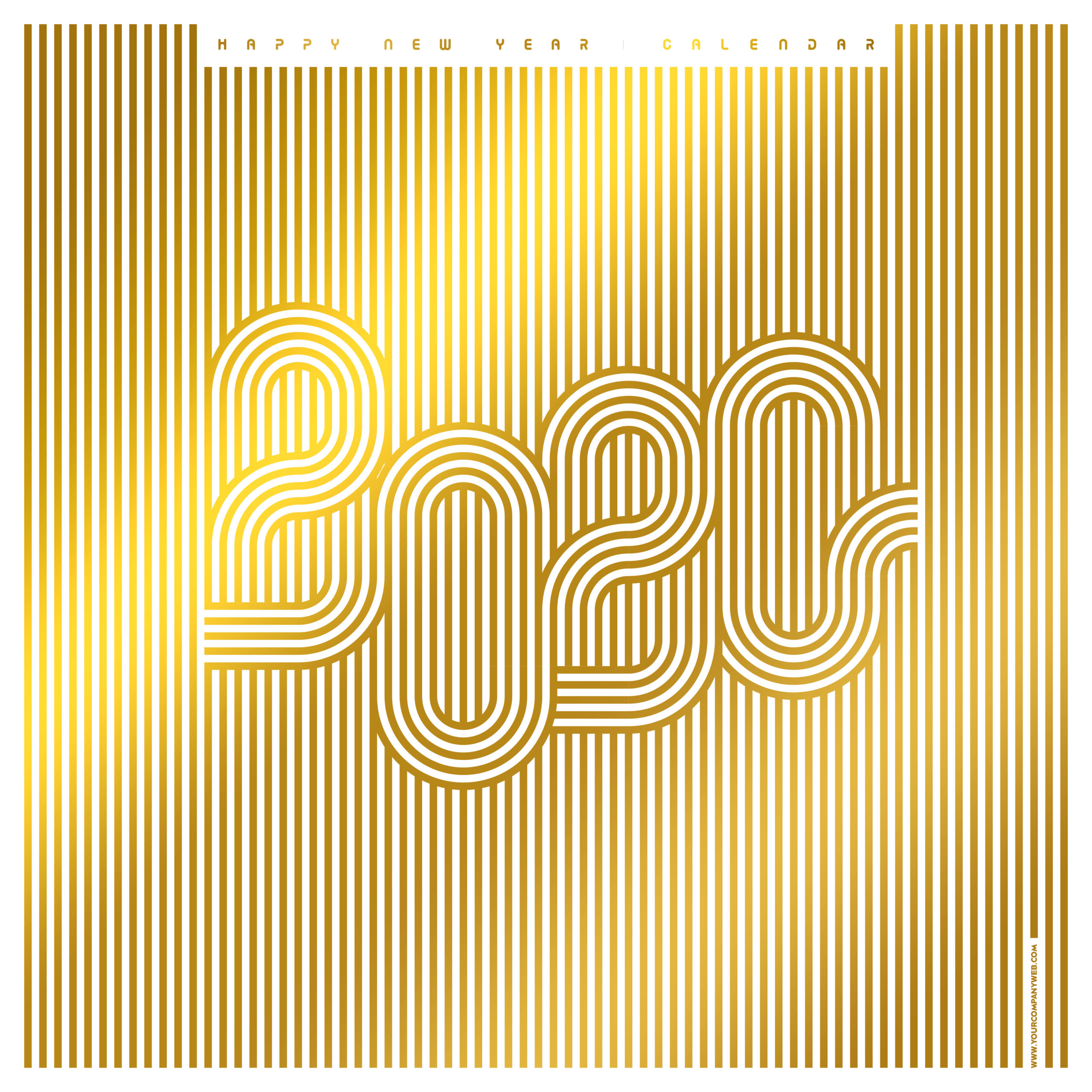 闪金条纹图案2020年主题海报传单素材[PSD]插图