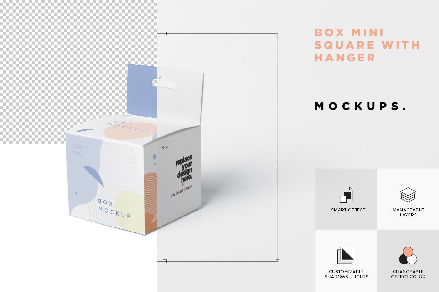 挂耳式迷你方形包装盒素材库精选模板 Box Mockup Set – Mini Square with Hanger插图(6)