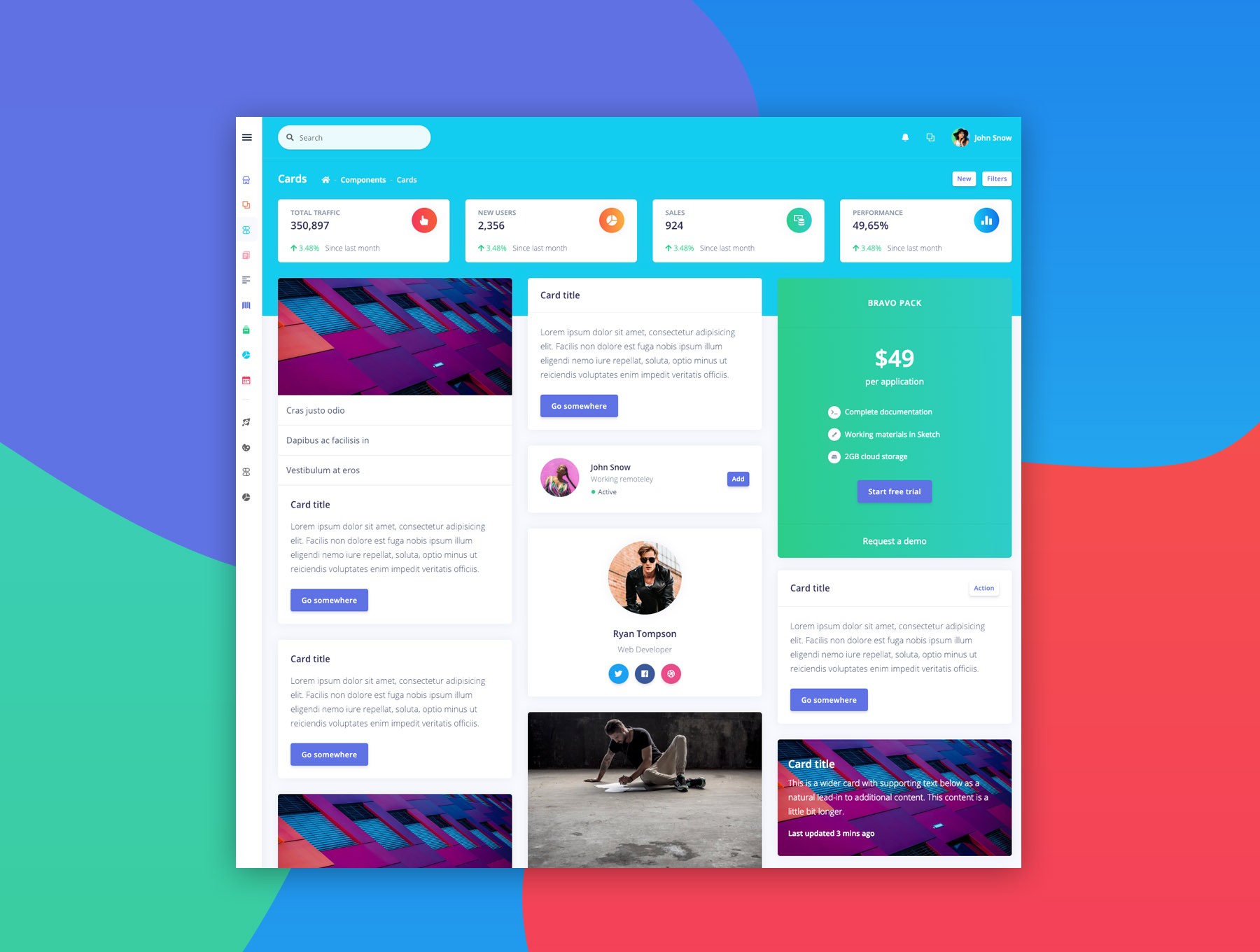 素材库下午茶：多功能数据仪表盘后台网页模板下载[Sketch,XD]插图(3)