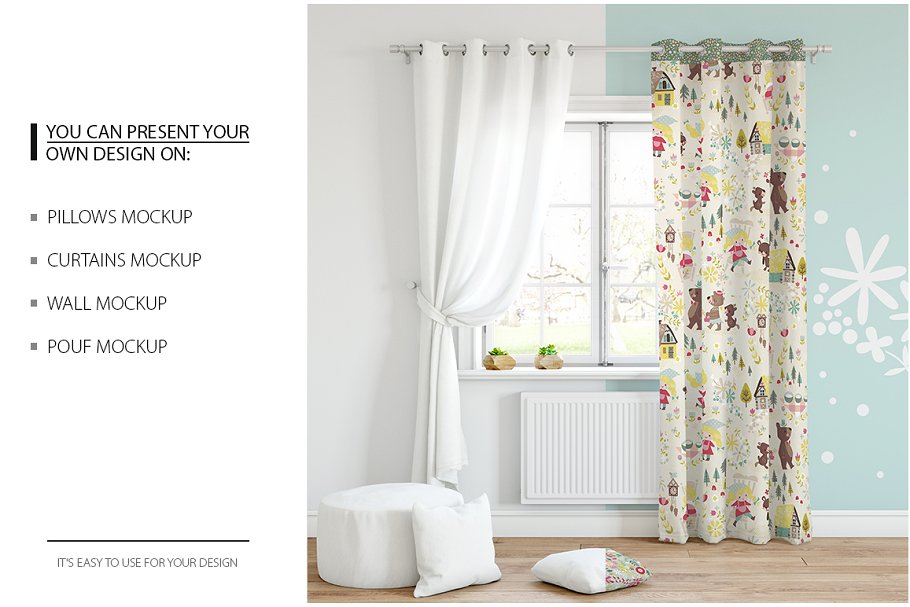 儿童室内织物样机模板 KIDS Interior Fabric Mockup Pack – 1插图(7)