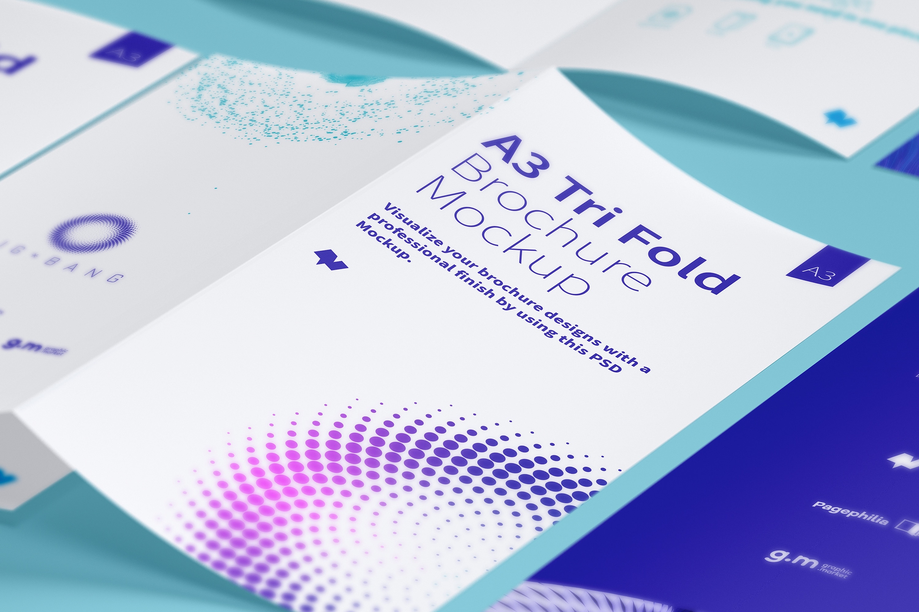 A3尺寸大小三折页小册子传单设计预览样机04 A3 Trifold Brochure Mockup 04插图(3)