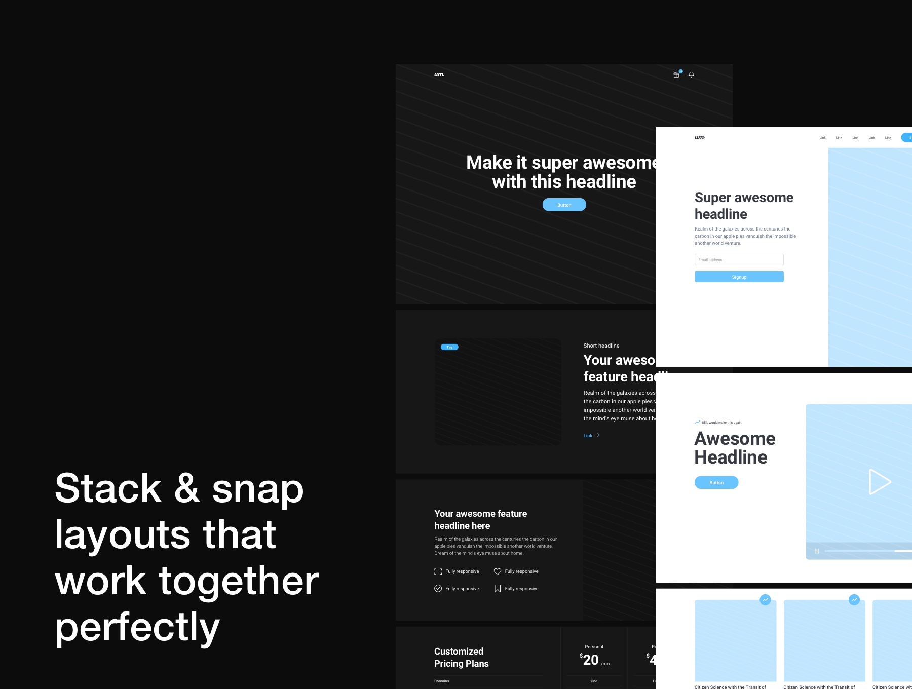 素材库下午茶:创意现代的网站页面设计线框图Fig模板插图(7)