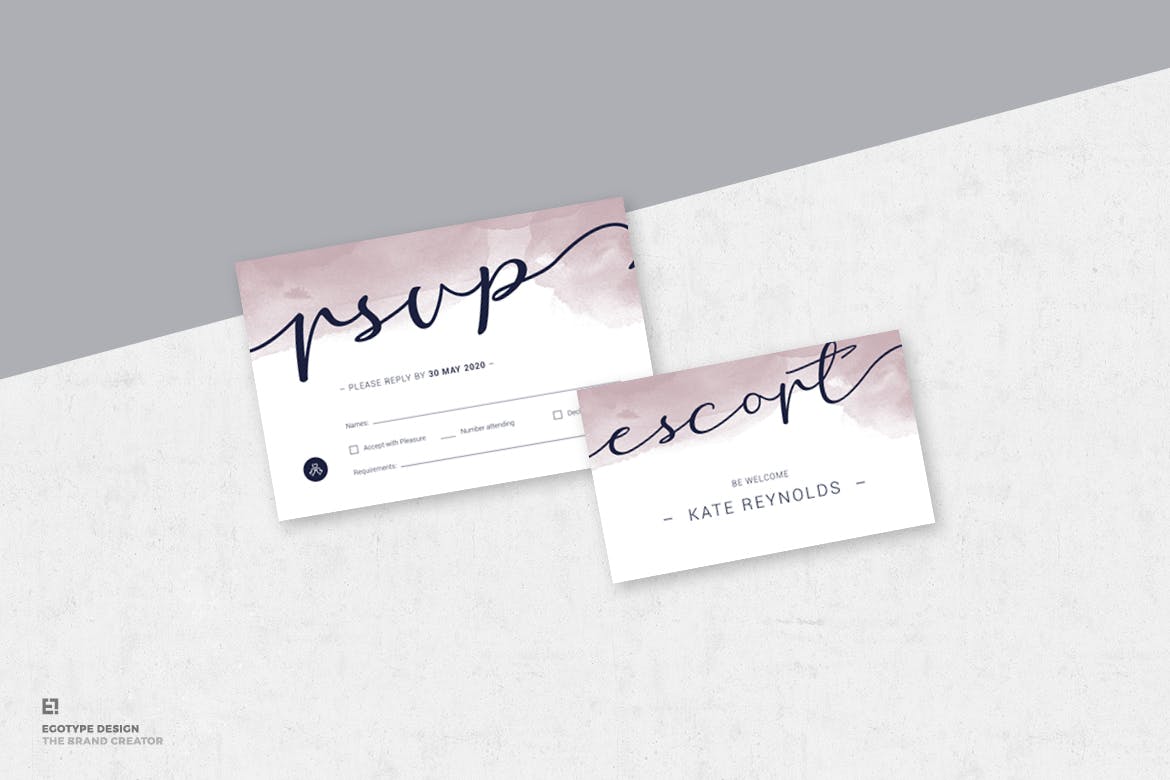 淡水彩艺术婚礼邀请设计素材包v2 Wedding Invitation插图(4)