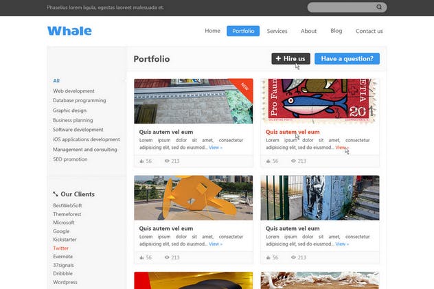 创意企业官网网站设计PSD模板 Whale – Creative PSD Template插图(2)