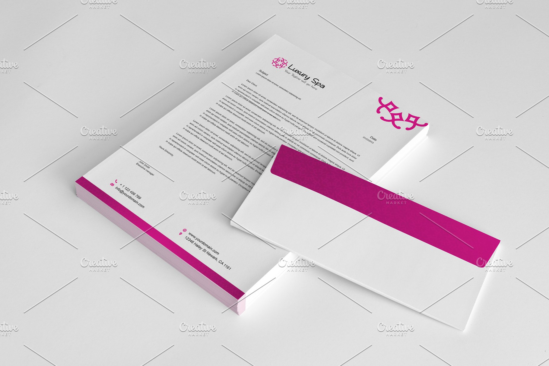 轻奢SPA品牌VI宣传物料模板 Luxury Spa Stationery Set插图(2)