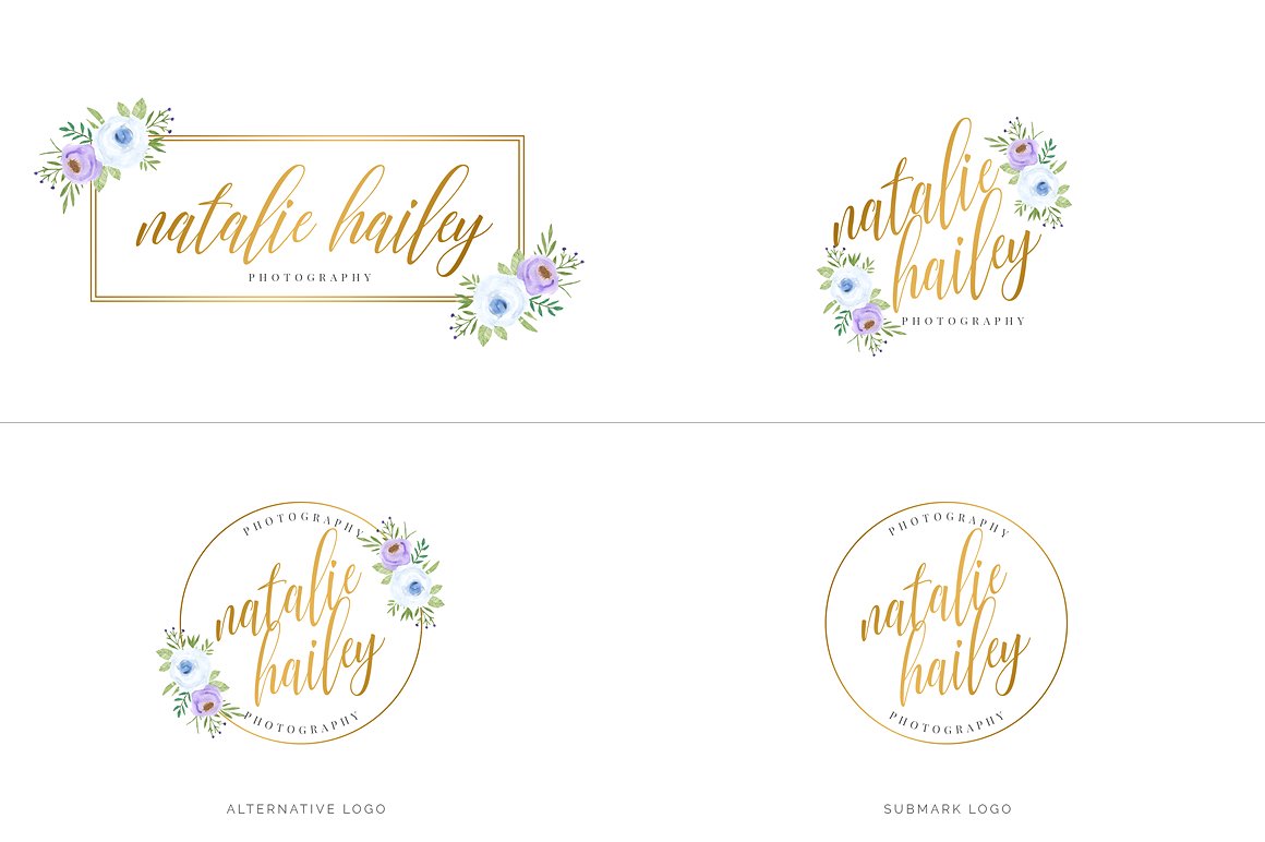 超级水彩风 Logo 设计素材包 Watercolor Premade Branding Logo Kit [模板、纹理&元素]插图(14)