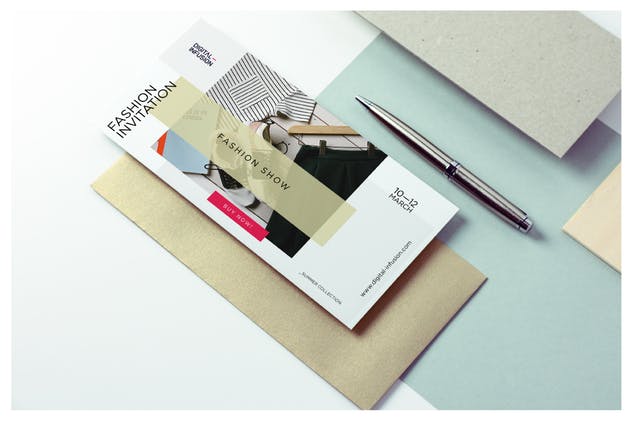 极简DL传单/邀请函设计样机模板 DL Flyer Mockup Minimal Scene插图(3)